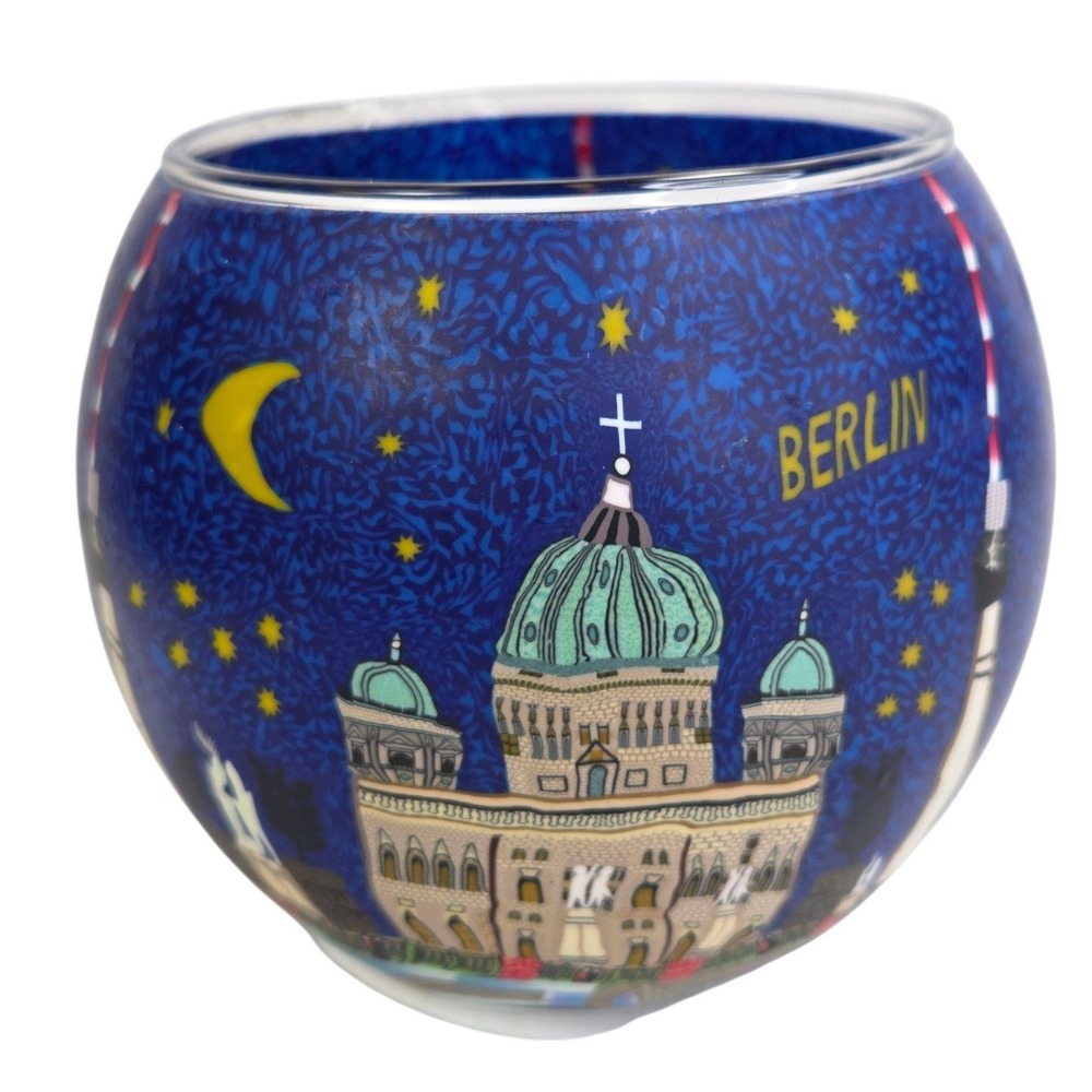 Leuchtglas Glowing Glass Candleholder Berlin Germany City Skyline Candle Holder